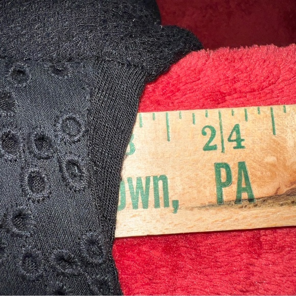 Knox Rose Black Eyelet Lace Blouse Large Boho Peasant Top Sheer Bohemian - Picture 10 of 13